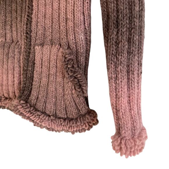 Vintage Huinay Wool Zip Sweater Pink Ombre Fringe Hem Ecuadorian Knit Sz Medium - Picture 10 of 16